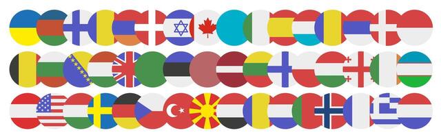 Symbol of patriotism of the country. Round shape with flags of the countries of the world. vector