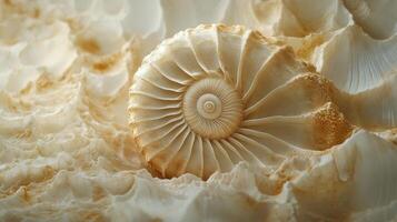 Ammonite marble background showcasing intricate fossil patterns with soft lighting enhancing natural textures and colors photo