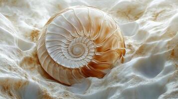 Ammonite marble background with detailed fossil showcasing natural beauty and intricate patterns, ideal for artistic and decorative purposes photo