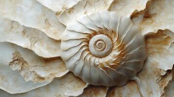Decorative ammonite marble background showcasing intricate natural patterns and textures in soft tones, perfect for design aesthetics and artistic projects photo