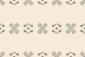 Fabric pattern decoration motif brown cream color background ethnic pattern cross stitch pixel art . vector