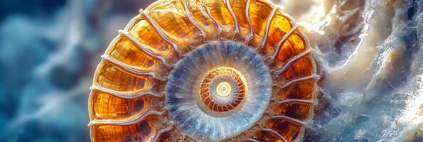 Ammonite stone showcases intricate patterns and vibrant colors in a natural formation that reflects millions of years of earths history and fossilization processes found in geological layers photo