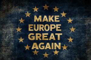MAKE EUROPE GREAT AGAIN is a call to action that combines a deep sense of pride and hope for the future. The bold lettering against a starry backdrop suggests a unifying message inspiring citizens photo