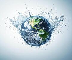 Water splashing around the world symbolizes climate change and environmental awareness in the modern era photo