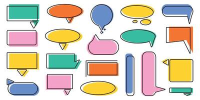 Speech bubble set. Handwritten Chat balloons for dialog icon, text, comic comments. Message in cloud frame, talk box in trendy doodle style. Isolated illustration on white background. vector