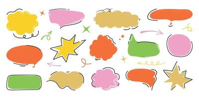 Handwritten Speech bubble set. Chat balloons for text, dialog icon, comic comments in trendy doodle style. Message in cloud frame, talk box. Isolated illustration on white background. vector