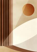 Modern interior design with mocha mousse color palette and geometric shapes photo