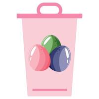 simple trash can icon with an easter design, namely with colorful easter eggs located in the middle of the icon, for various designs, posters or banners vector