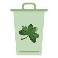 simple st patrick's day dustbin icon with shamrock in the middle of the icon for a variety of designs, posters or banners vector