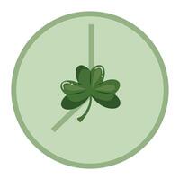 simple st patrick's day clock icon with shamrock in the middle of the icon for various designs, posters or banners vector