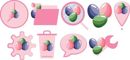 Easter set of bright icons with Easter design, namely with bright, colorful eggs, for various designs, gadgets or posters vector