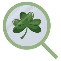 simple st patrick's day magnifier icon with shamrock in the middle of the badge icon for a variety of designs, posters or banners vector