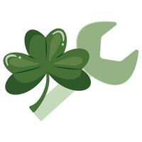 simple st patrick's day wrench icon with shamrock placed next to the icon for various designs, posters or banners vector