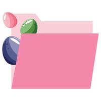 simple document folder icon with Easter design, namely colorful Easter eggs peeking out from the folder, for various designs, posters or banners vector