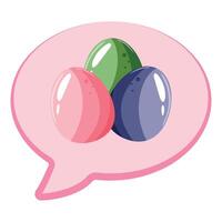 simple thought bubble icon with an easter design, namely with colorful easter eggs in the middle of the icon, for a variety of designs, posters or banners vector