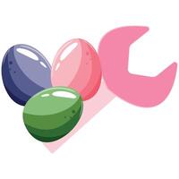 simple wrench icon with an easter design, namely with colorful easter eggs that are located near the icon, for a variety of designs, posters or banners vector