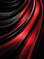 Red and black stripes creating dynamic visual on black background photo