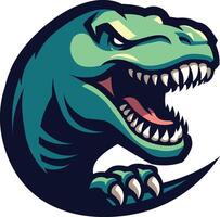 Tyrannosaurus rex roaring and showing claws in a circle vector