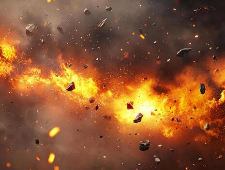 Fire blasting exploding smoke in the air photo