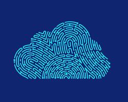 concept of cloud security or cyber security, graphic of cloud shape combined with fingerprint and electronic pattern vector