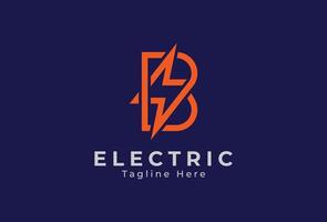 Initial Letter B Electric thunder Logo, letter B with thunder bolt icon inside isolated on white background, Flat style Logo Design Template element, illustration vector