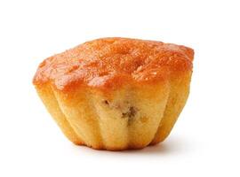 Moist almond cake with a golden-brown crust served on a white background, perfect dessert for any occasion photo