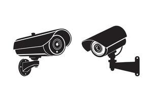 Black Silhouette of Security Cameras for Surveillance Design vector