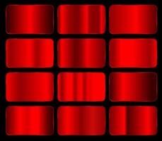 Red metallic gradients of the collection, chrome christmas gradient set. vector