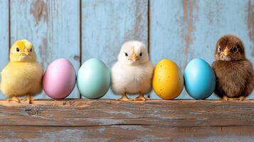 playful scene of chicks hatching from colorful eggs, showcasing joy photo