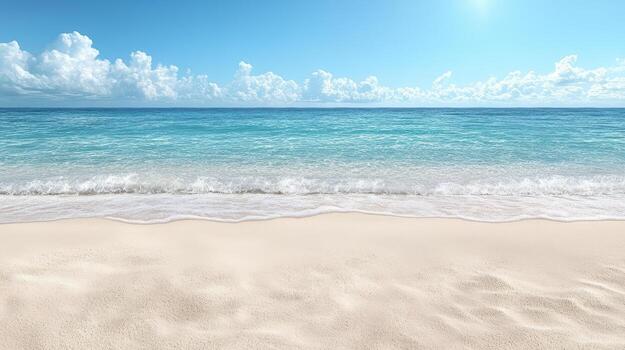 serene beach scene with gentle waves and clear blue skies photo