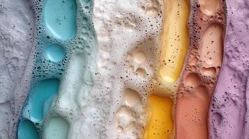 Colorful soap bubbles create vibrant abstract pattern with textures photo