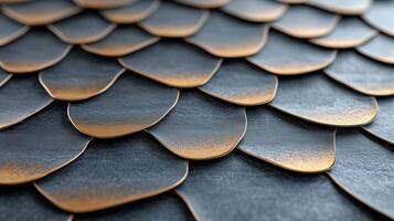 Intricate metallic scales with textured surface and warm tones photo
