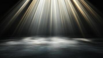 Radiant light beams illuminate dark space, creating serene atmosphere photo