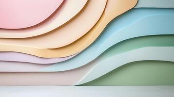 Layered abstract paper cut designs in soft pastel colors create serene atmosphere photo
