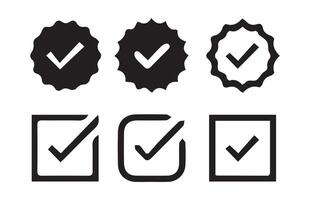 Checkmark in circle icon set. Checkmark tick icon vector