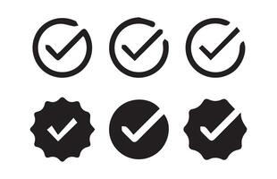 checkmark icon set, approved symbol, checked checkbox mark, vector