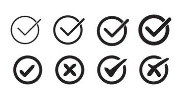 check mark icon button set. check box icon with right and wrong buttons vector