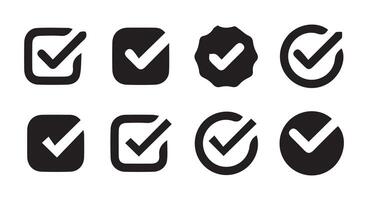 checkmark icon set, approved symbol, checked checkbox mark, checkmark set, editable line.illustration eps 10 vector