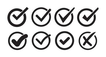 checkmark and X mark icon. check and uncheck icon. validation icon vector