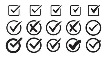 checkmark and X mark icon. check and uncheck icon vector