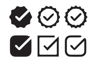 Checkmark in circle icon set. Checkmark tick icon set. Line and glyph check mark vector