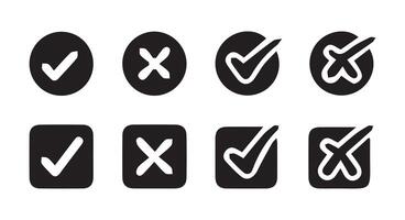 check box with yes and no sign. Modern label icons check mark and cross on transparent background vector