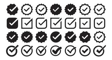 approved symbol, checked checkbox mark, checkmark set, vector