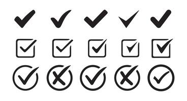 checkmark and X mark icon. check and uncheck icon . validation icon vector
