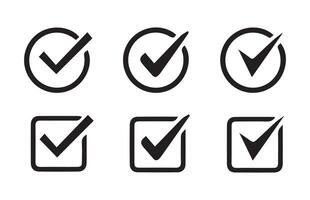 check box icon with right or correct buttons and yes checkmark tick box icons vector