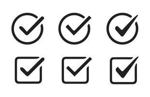 checkmark icon set, approved symbol.check box icon with right or correct buttons and yes checkmark tick box icons vector