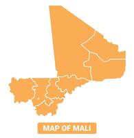 Mali country orange map simple flat border outline illustration vector