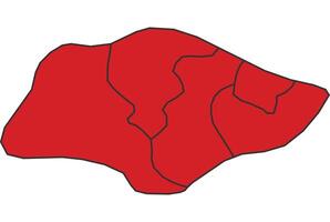 Singapore Red map with border of regions outline vector