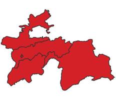 Tajikistan Red map with border of regions outline vector