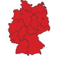 Germany Red map with border of regions outline vector